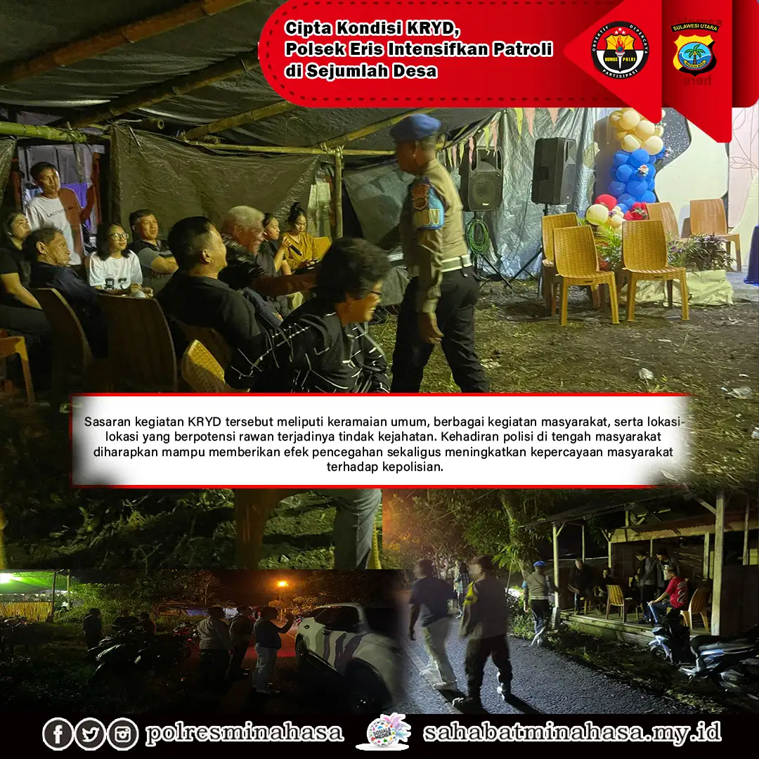 Cipta Kondisi KRYD, Polsek Eris Intensifkan Patroli di Sejumlah Desa